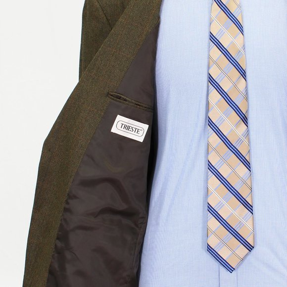 Trieste 44L Brown HB 2-Button Sport Coat Blazer Jacket V583 - Picture 9 of 11